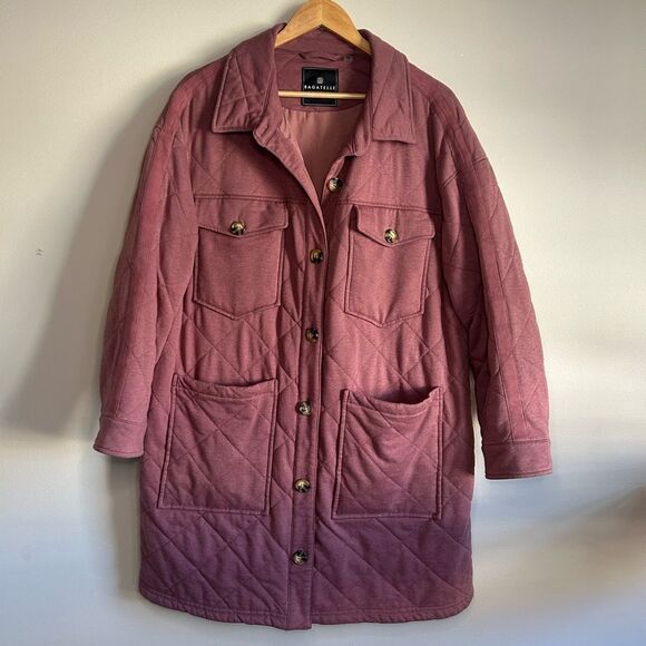 Bagatelle Mauve Quilted Blanket Button Front Long Length Coat Size XL - Picture 1 of 5